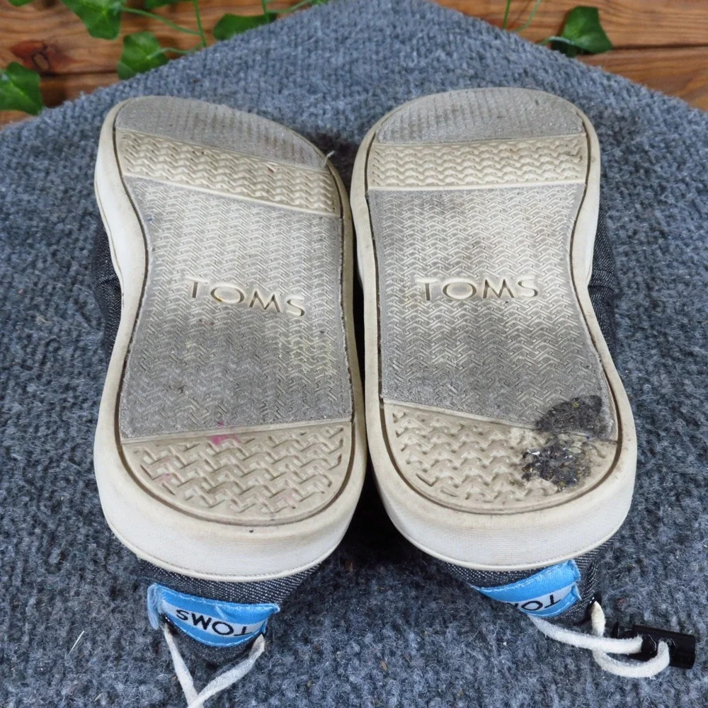 TOMS Bimini Chambray Kids Boat Shoe Size 3 Everyday Slip On Black Textile